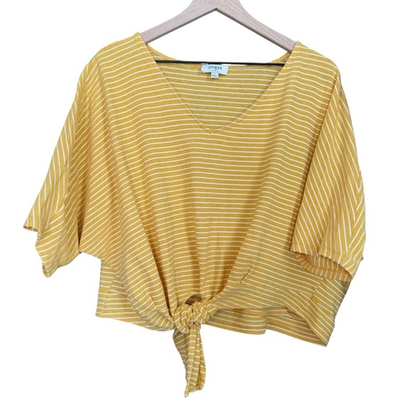 Umgee Tops - Umgee Tie Front Striped Short Sleeve Tee